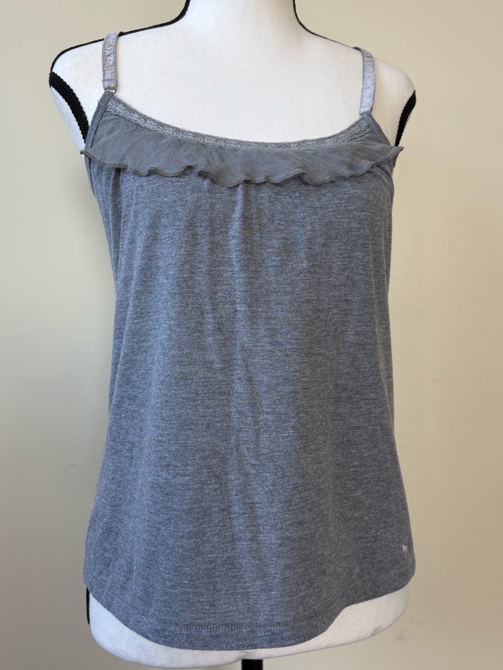 Abercrombie & Fitch Heather Gray Ruffle-Trim Tank